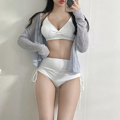 ビキニ 【カップ付き】サイドシャーリングビキニ(5color) WHITE