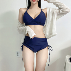 ビキニ 【カップ付き】サイドシャーリングビキニ(5color) NAVY