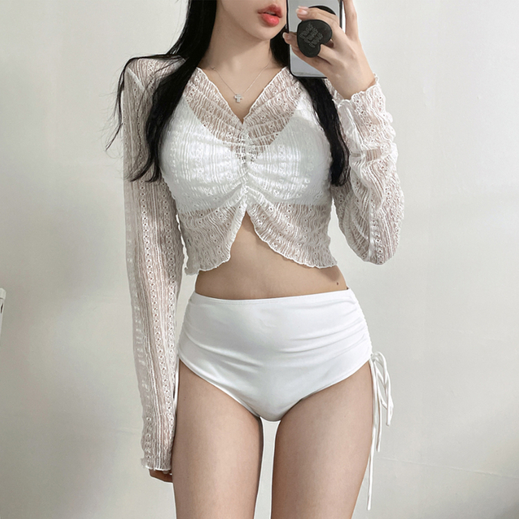 【カップ付き】サイドシャーリングビキニ(5color) WHITE