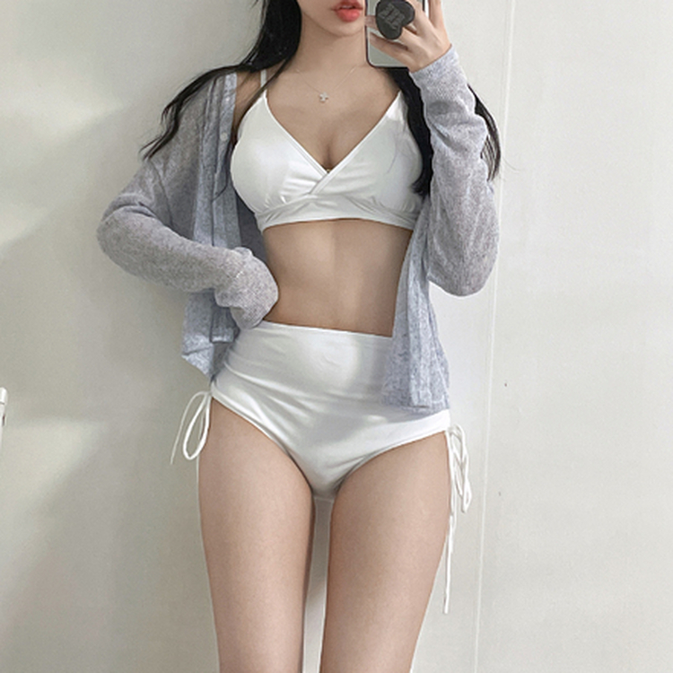 【カップ付き】サイドシャーリングビキニ(5color) WHITE