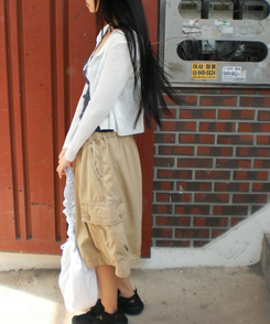 バッグ ストライプシャーリングショルダーバッグ WHITE