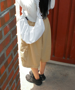 バッグ ストライプシャーリングショルダーバッグ WHITE