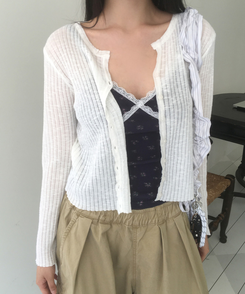 バッグ ストライプシャーリングショルダーバッグ WHITE