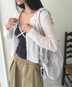 バッグ ストライプシャーリングショルダーバッグ WHITE