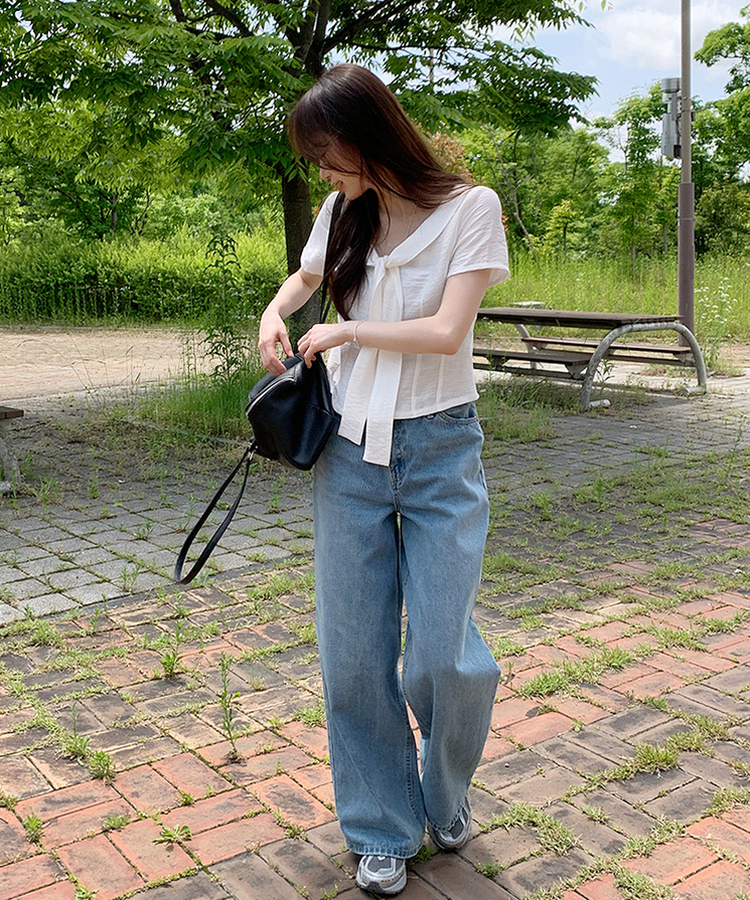 れでぃ♥ リネンUネックスリムブラウス｜ブラウス｜韓国ファッション通販 SONA