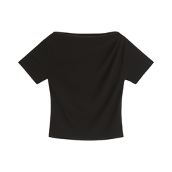 半袖Tシャツ (半袖ver./ボートネック/華奢見え♥)プルア ドレープシャーリング 半袖Tシャツ
