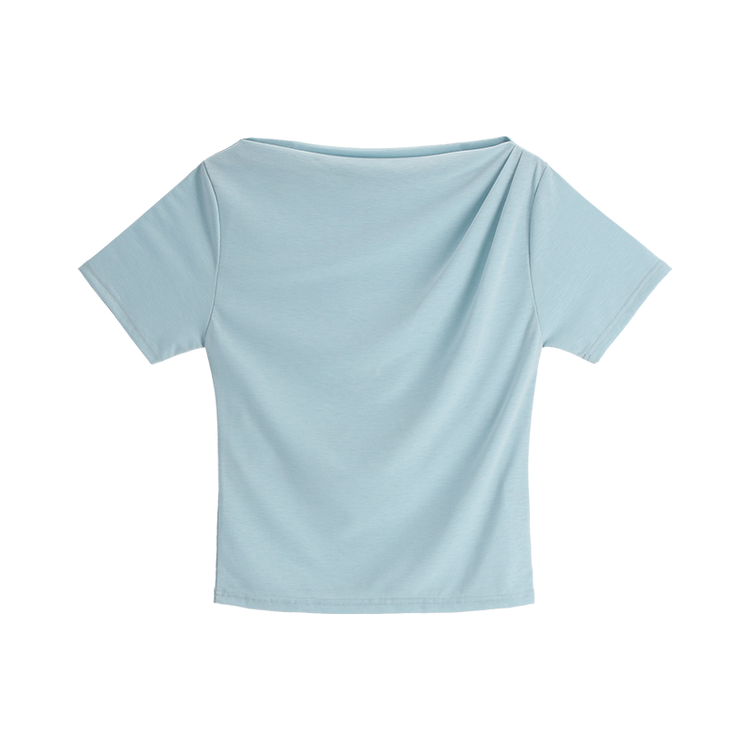 （半袖ver./ボートネック/華奢見え♥）プルア ドレープシャーリング 半袖Tシャツ