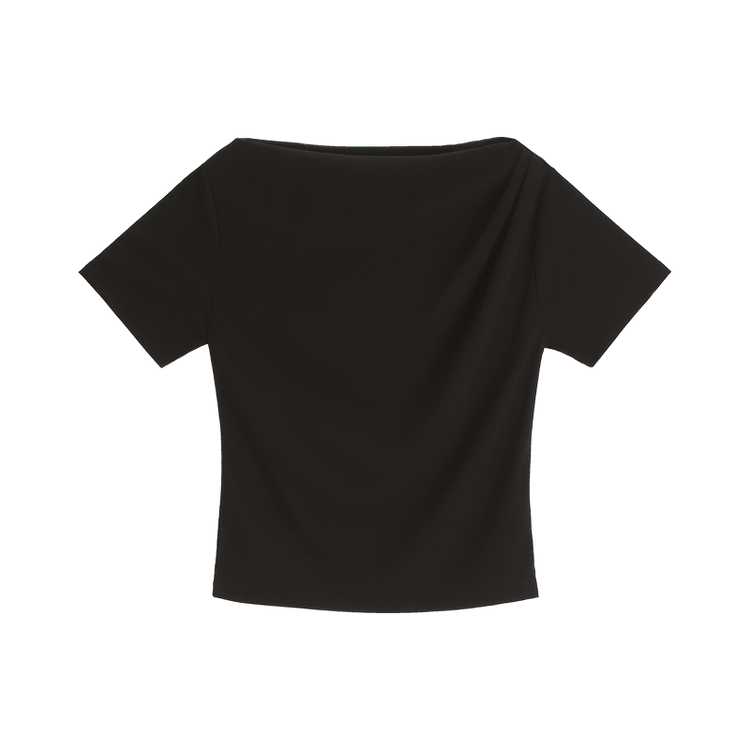 （半袖ver./ボートネック/華奢見え♥）プルア ドレープシャーリング 半袖Tシャツ