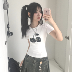 ミリタリーチェリー半袖Tシャツ IVORY