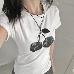 ミリタリーチェリー半袖Tシャツ IVORY