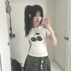 ミリタリーチェリー半袖Tシャツ IVORY