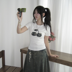 ミリタリーチェリー半袖Tシャツ IVORY