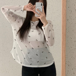 長袖Tシャツ 【SET】リボンシースルー長袖Tシャツ ホルターブラトップ IVORY