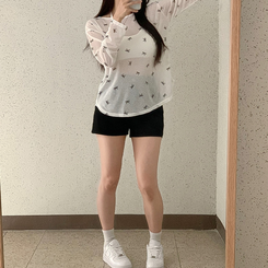 長袖Tシャツ 【SET】リボンシースルー長袖Tシャツ ホルターブラトップ IVORY
