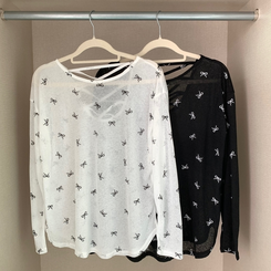 長袖Tシャツ 【SET】リボンシースルー長袖Tシャツ ホルターブラトップ