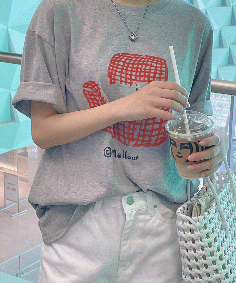 メロウキャット半袖Tシャツ GRAY