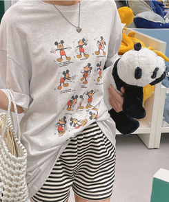 半袖Tシャツ ミッキールーズフィット半袖Tシャツ MELANGE