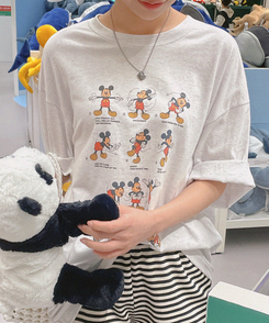 半袖Tシャツ ミッキールーズフィット半袖Tシャツ MELANGE