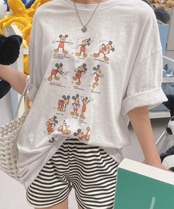半袖Tシャツ ミッキールーズフィット半袖Tシャツ MELANGE