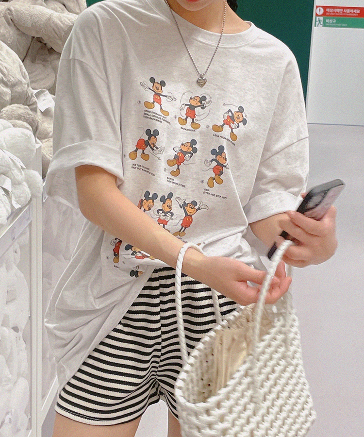 ミッキールーズフィット半袖Tシャツ MELANGE