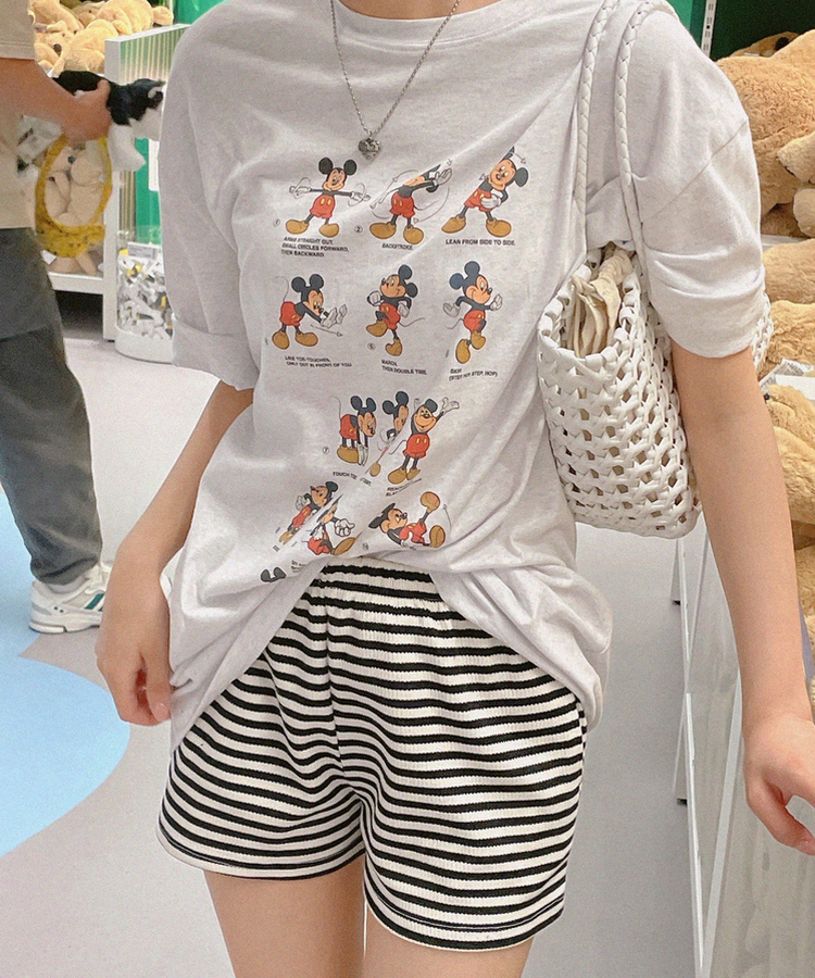 ミッキールーズフィット半袖Tシャツ MELANGE