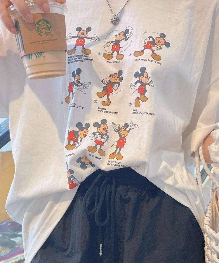 ミッキールーズフィット半袖Tシャツ IVORY