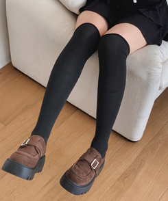 身長アップスエーレザーローファー BROWN