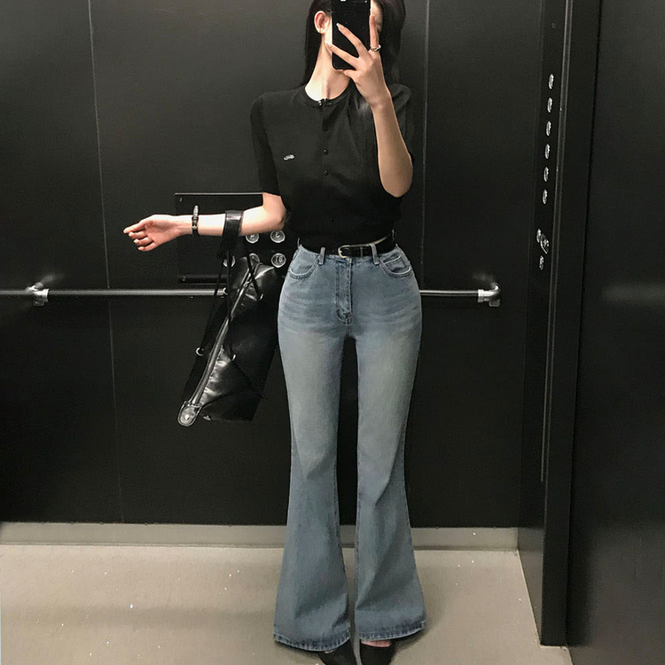 【丈別】ログセミブーツカットデニムパンツ LIGHT DENIM