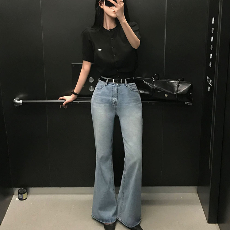 【丈別】ログセミブーツカットデニムパンツ LIGHT DENIM