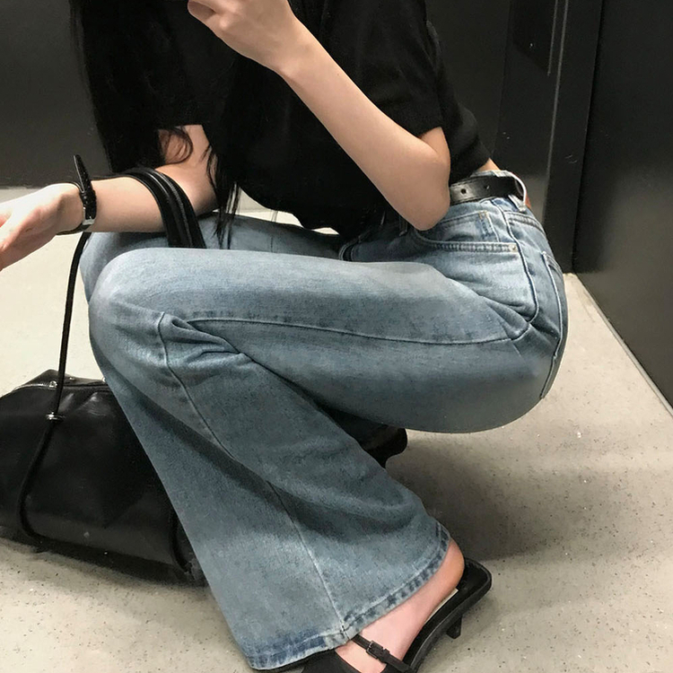 【丈別】ログセミブーツカットデニムパンツ LIGHT DENIM