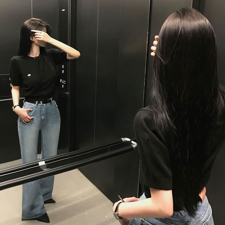 【丈別】ログセミブーツカットデニムパンツ LIGHT DENIM