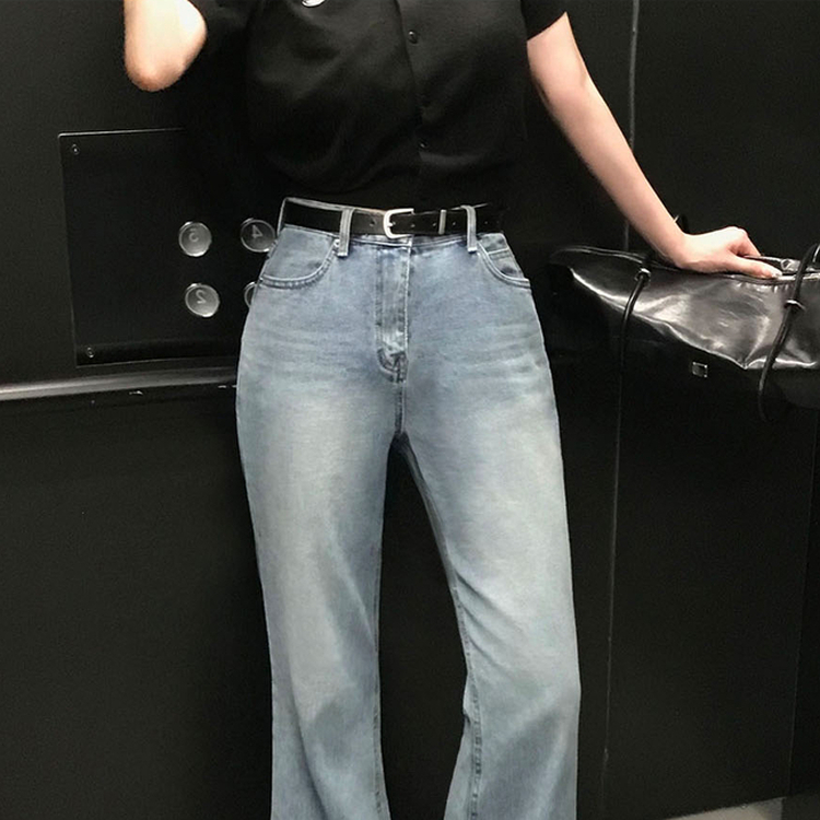 【丈別】ログセミブーツカットデニムパンツ LIGHT DENIM