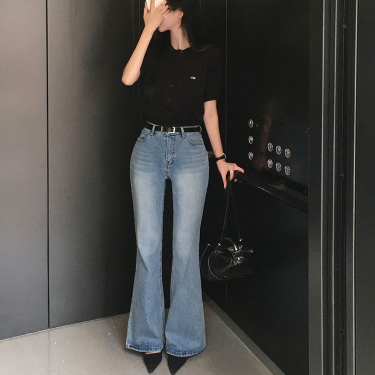 【丈別】ログセミブーツカットデニムパンツ LIGHT DENIM