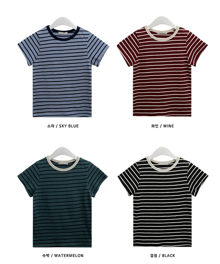 마일드단가라배색슬림핏반팔티셔츠