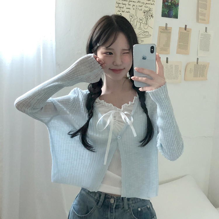 [시원하게살안타템]여리핏 썸머 골지 린넨 시스루 긴팔가디건 4color 소라