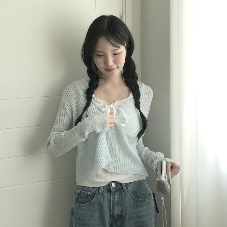 [시원하게살안타템]여리핏 썸머 골지 린넨 시스루 긴팔가디건 4color 소라