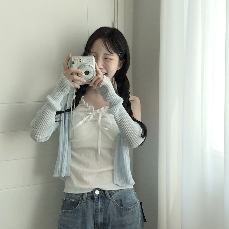 [시원하게살안타템]여리핏 썸머 골지 린넨 시스루 긴팔가디건 4color 소라