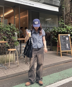 デニム ヴィンテージワイドデニムパンツ BROWN