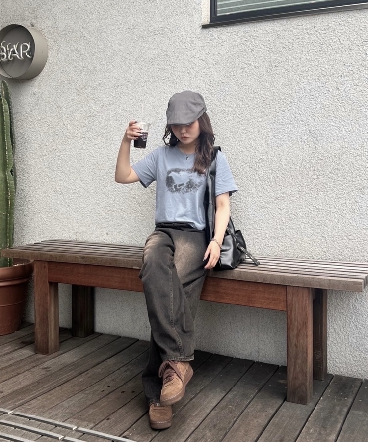 ヴィンテージワイドデニムパンツ BROWN