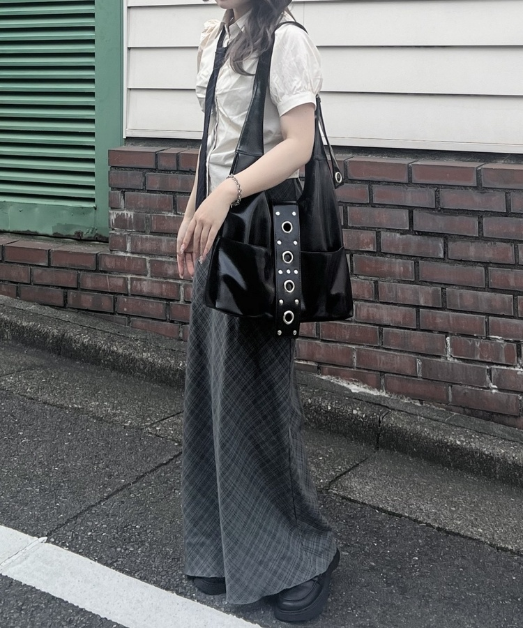チェックタイトロングスカート CHARCOAL