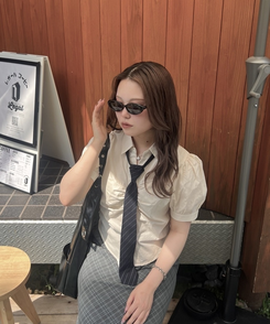 ブラウス パフスリーブシャーリングブラウス CREAM