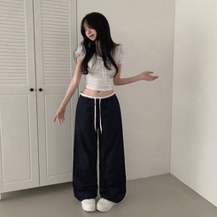 クーリングレイヤードローライズワイドパンツ NAVY