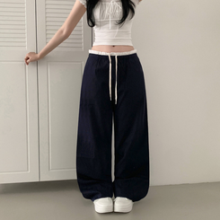 クーリングレイヤードローライズワイドパンツ NAVY