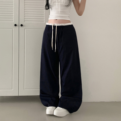 クーリングレイヤードローライズワイドパンツ NAVY