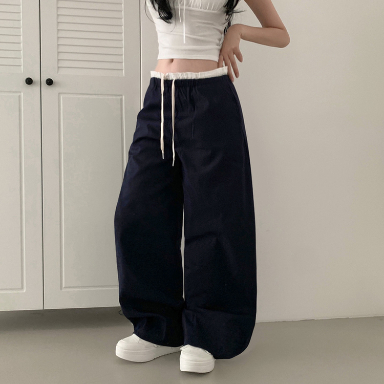 クーリングレイヤードローライズワイドパンツ NAVY