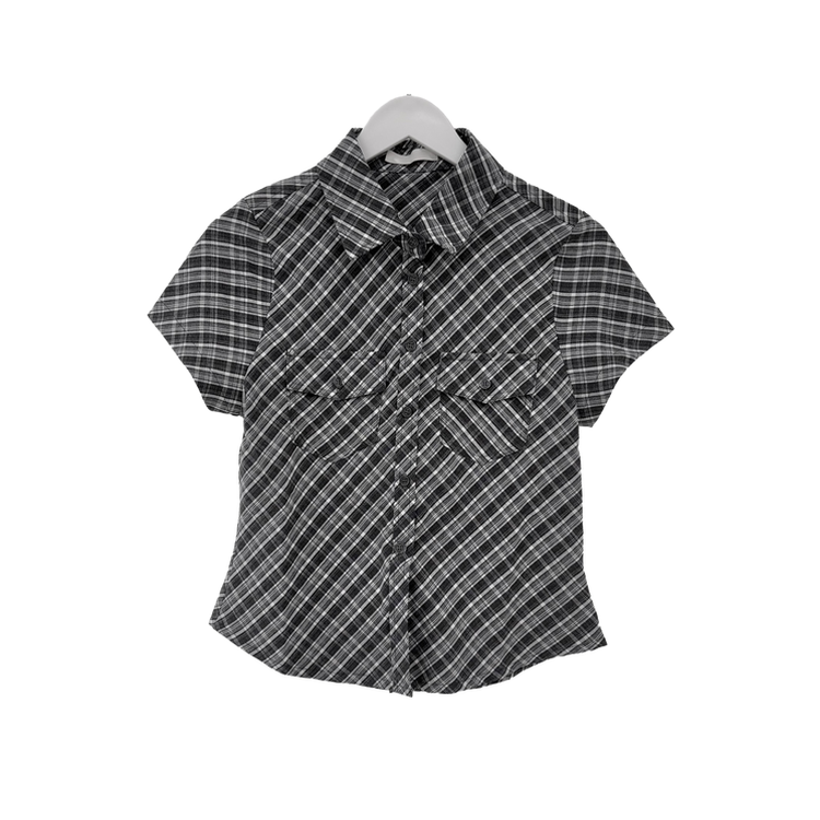 チェックスリム半袖シャツ