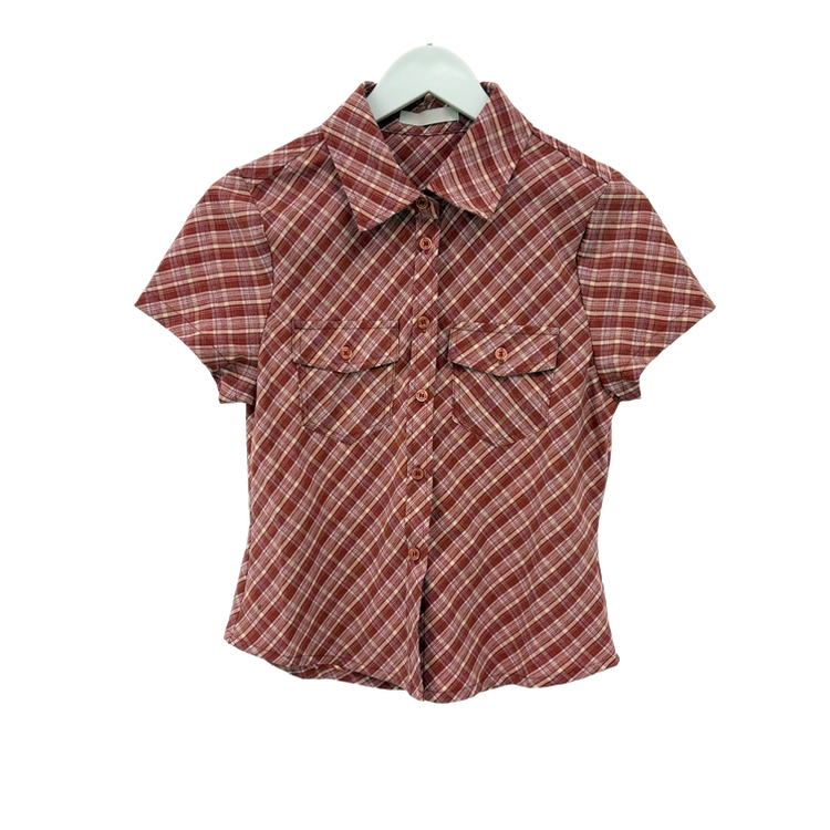 チェックスリム半袖シャツ