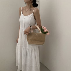 ロングワンピース フラワーティアードロングワンピース WHITE