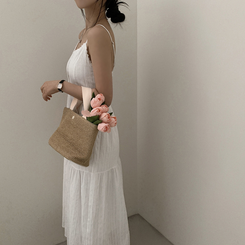 ロングワンピース フラワーティアードロングワンピース WHITE