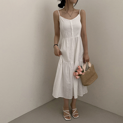 ロングワンピース フラワーティアードロングワンピース WHITE